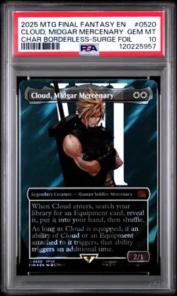 2025 MTG FINAL FANTASY SURGE FOIL #0520 CLOUD, MIDGAR MERCENARY PSA 10 - Image 1