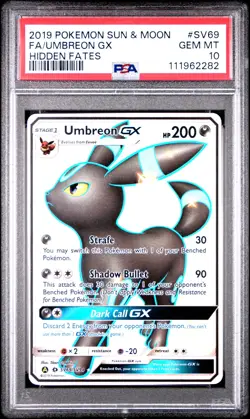 2019 POKEMON SUN & MOON HIDDEN FATES #SV69 FULL ART/UMBREON GX PSA 10 - Image 1