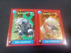 Pokemon Pokedex Aggron & Torkoal Flash Edition Gold Star Holo Sticker - Image 1
