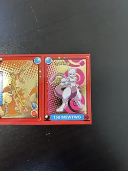 Pokemon TCG Gold Foil Mewtwo / Moltres Pokedex Super Sticker EF #146 / #150 Peru - Image 3