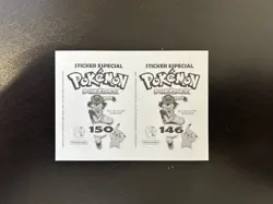 Pokemon TCG Gold Foil Mewtwo / Moltres Pokedex Super Sticker EF #146 / #150 Peru - Image 5