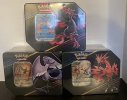 Pokemon TCG: Crown Zenith Tin Set of 3 - Galarian Articuno Zapdos Moltres SEALED - Image 1