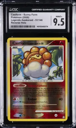 2008 POKEMON DIAMOND & PEARL #51 CASTFORM (SUNNY FORM)-REVERSE FOIL CGC 9.5 - Image 1