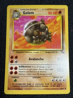 1999 TCG Pokemon #36/62 Golem Fossil Non Holo Unlimited - Image 1