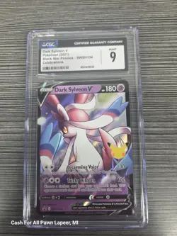 2021 POKEMON EN DARK SYLVEON V SWSH134 CGC 9 black star promotion celebrations - Image 1