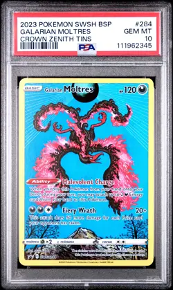 2023 POKEMON SWSH BLACK STAR PROMO CROWN ZENITH TINS GALARIAN MOLTRES PSA 10 - Image 1