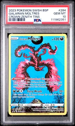 2023 POKEMON SWSH BLACK STAR PROMO CROWN ZENITH TINS GALARIAN MOLTRES PSA 10 - Image 1