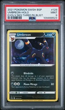 Pokemon PSA 9 Umbreon #129 Holo Evolving Skies Three Promo 2021 English - Image 2