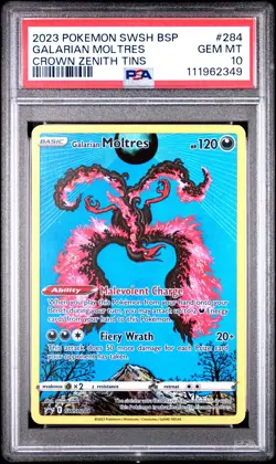 2023 POKEMON SWSH BLACK STAR PROMO CROWN ZENITH TINS GALARIAN MOLTRES PSA 10 - Image 1