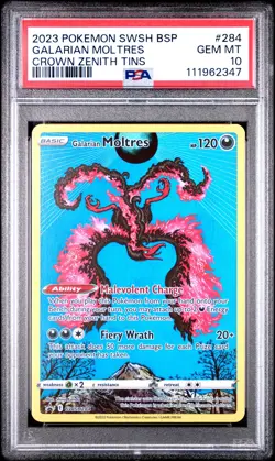 2023 POKEMON SWSH BLACK STAR PROMO CROWN ZENITH TINS GALARIAN MOLTRES PSA 10 - Image 1