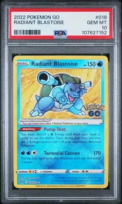 2022 POKEMON GO #018 RADIANT BLASTOISE PSA 10 - Image 1