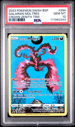 2023 POKEMON SWSH BLACK STAR PROMO CROWN ZENITH TINS GALARIAN MOLTRES PSA 10 - Image 1