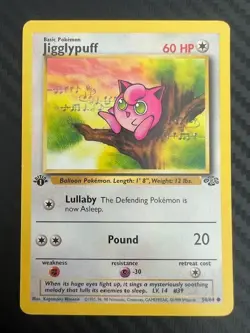Pokemon TCG Jigglypuff Jungle 54/64 Regular 1st Edition Common LP - Image 1
