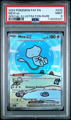 2024 POKEMON PAF EN-PALDEAN FATES SPECIAL ILLUSTRATION RARE #232 MEW EX PSA 9 - Image 1
