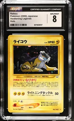 CGC 8 Raikou 2000 Neo Revelation Japanese 243 Holo Pokemon Card - Image 1