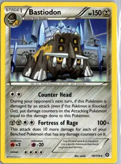 Bastiodon 70/114 Rare | Steam Siege | Pokemon Card LP - Image 1