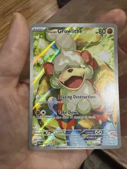 Pokemon TCG Hisuian Growlithe Twilight Masquerade Full Art Holo Card 181/167 - Image 1