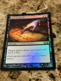 SIGN IN BLOOD Magic MTG M13 Core Set Foil - Image 1