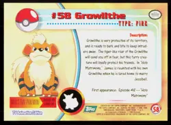 1999 Topps Pokemon TV Animation Series 1 Growlithe Green Logo #58 - Image 2