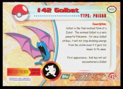 1999 Topps Pokemon TV Animation Series 1 Golbat Green Logo #42 - Image 2