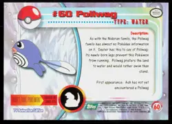 1999 Topps Pokemon TV Animation Series 1 Poliwag Green Logo #60 - Image 2