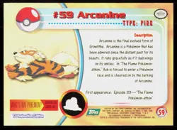 1999 Topps Pokemon TV Animation Series 1 Arcanine Green Logo #59 - Image 2