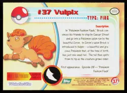 1999 Topps Pokemon TV Animation Series 1 Vulpix Green Logo #37 - Image 2