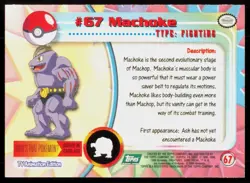 1999 Topps Pokemon TV Animation Series 1 Machoke Green Logo #67 - Image 2