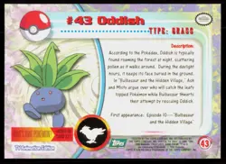 1999 Topps Pokemon TV Animation Series 1 Oddish Green Logo #43 - Image 2