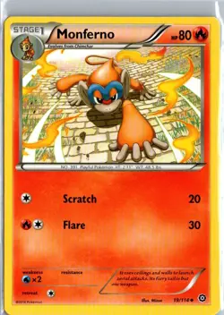 Monferno 19/114 Steam Siege Single Pokemon TCG LP - Image 3