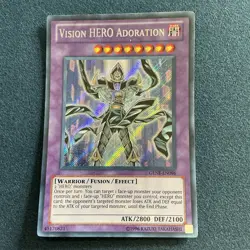Vision HERO Adoration GENF-EN096 Secret Rare Unlimited Light Play+ Yugioh - Image 2