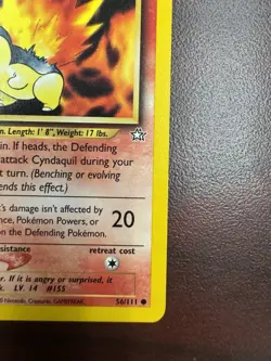 Pokemon Cards: Neo Genesis 1st Edition Common: Cyndaquil 56/111 NM - Image 4