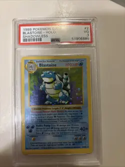 1999 Pokemon Blastoise Holo Shadowless Card PSA Graded VG 3 - Image 1