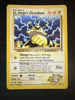 Pokemon TCG Lt. Surge's Electabuzz Gym Heroes Holo Card 6/132 - Image 1