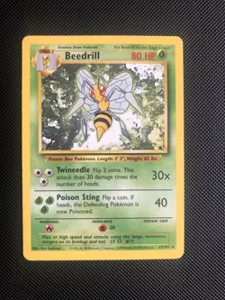 Beedrill Original Base Set Rare 17/102 Pokemon Card WOTC LP - Image 1