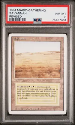 1994 Magic the Gathering Revised Dual Land SAVANNAH SP PSA 8 Never Played CLEAN! - Image 1