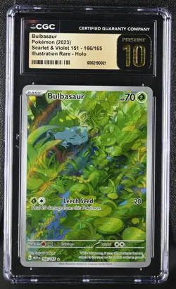 Bulbasaur Pokemon Scarlet & Violet 151 - 166/165 IR - CGC 10 Pristine - POP 30 - Image 1