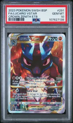 2023 POKEMON SWSH BLACK STAR PROMO #291 FULL ART/LUCARIO VSTAR PSA 10 - Image 1