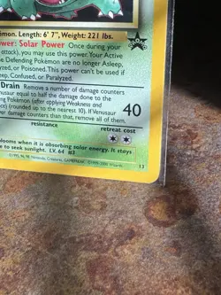 Pokemon TCG Venusaur Holo Card 13/53 WOTC Promo Vintage 1999 Black Star - Image 4
