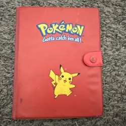 Vintage 1999 Authentic Red Pikachu Pokemon 4-Pocket Card Binder Book Album - Image 1