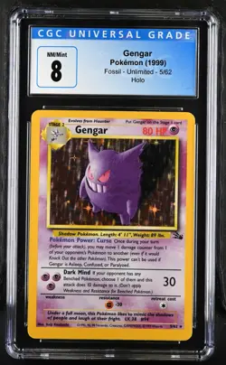 CGC 8 NM/MINT! Pokemon 1999 WOTC Fossil Set GENGAR Holo 5/62 D008 - Image 1