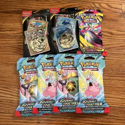 Lot Of 7 Pokemon New Sleeved Booster Packs, Journey Together/Mega Evolutions, - Image 1