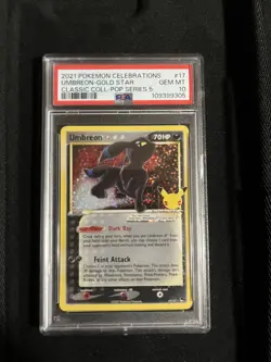 2021 POKEMON CELEBRATIONS CLASSIC COLLECTION #17 UMBREON-GOLD STAR PSA 10 - Image 1