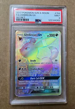 2017 Pokemon SM Base Umbreon GX Secret Rare 154/149 PSA 9 - Image 1