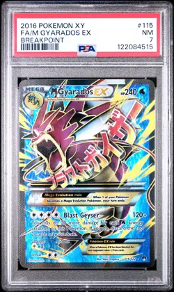 2016 POKEMON XY BREAKPOINT #115 FULL ART/M GYARADOS EX PSA 7 - Image 1