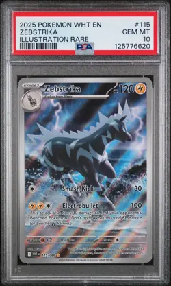 2025 POKEMON WHT EN-WHITE FLARE ILLUSTRATION RARE #115 ZEBSTRIKA PSA 10 - Image 1