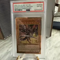 Yugioh Red-Eyes Darkness Metal Dragon MGED-EN009 Gold Rare 1st Alt Art PSA 8 - Image 1