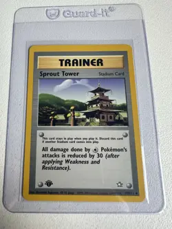 Sprout Tower Stadium Card 1st Edition Neo Genesis 97/111 WOTC Vintage Pokemon - Image 1
