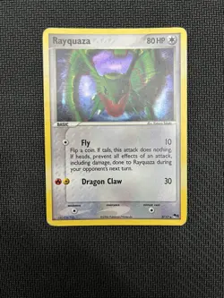Rayquaza 3/17 Holo Rare POP Series 1 Pokemon Card Damaged - Image 1
