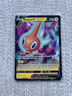 Pokemon TCG Rotom V 058/196 Lost Origin Holo Rare Card Near Mint Condition - Image 1